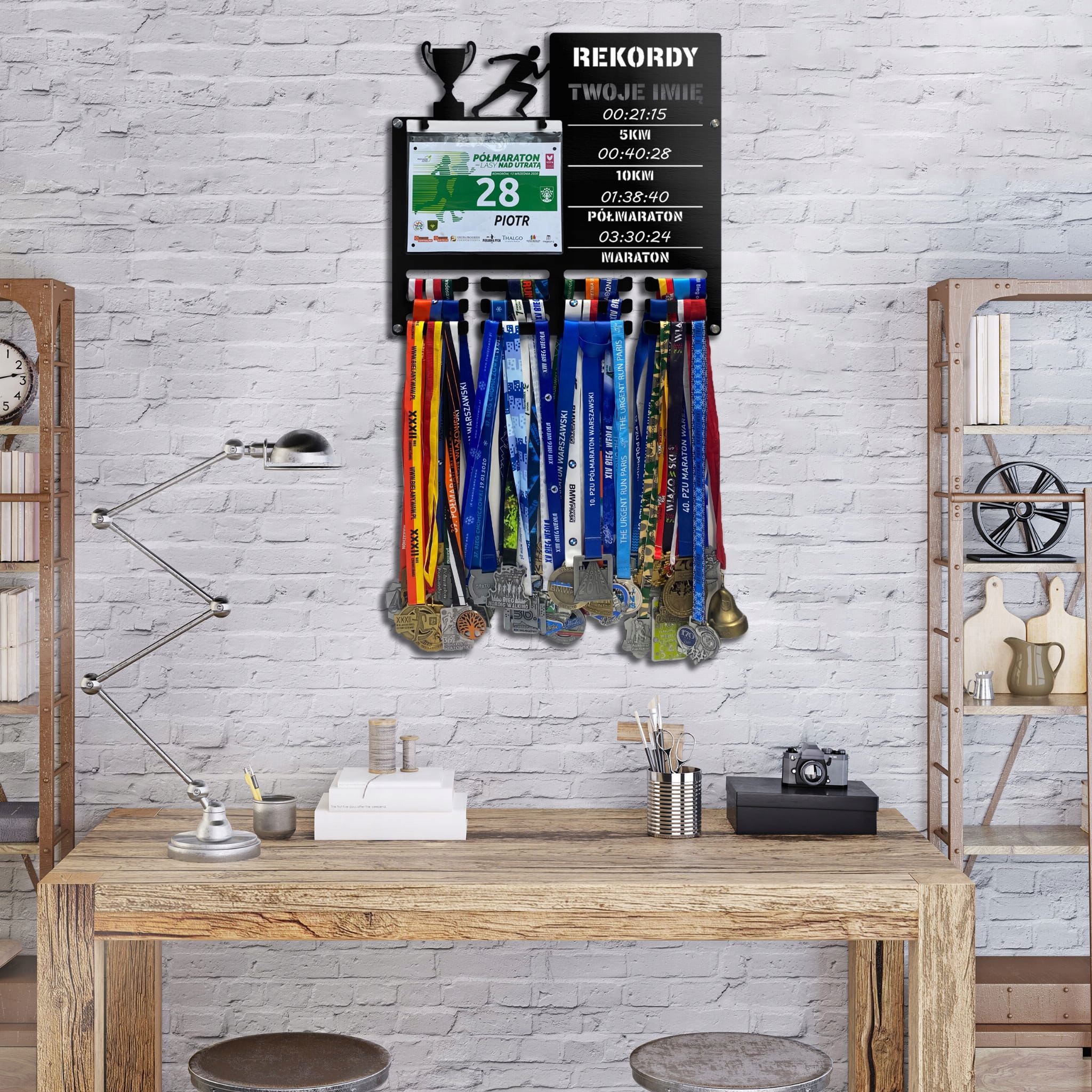 Wieszak na medale i numery startowe REKORDY BIEGOWE RUN imię 348.1 Materiał inny