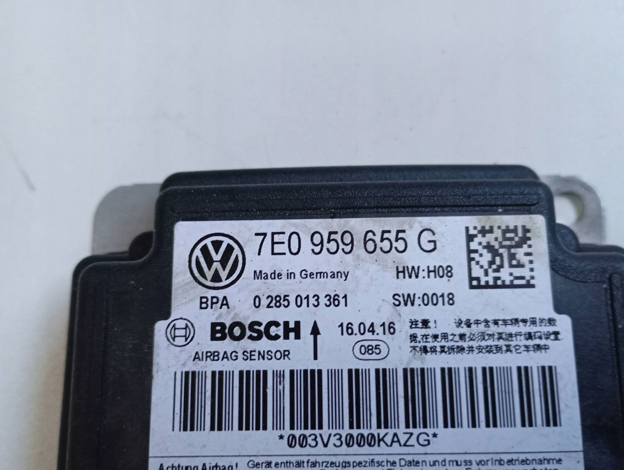 control unit airbag VOLKSWAGEN TRANSPORTER - CARAVELLE T6 7E0959655G