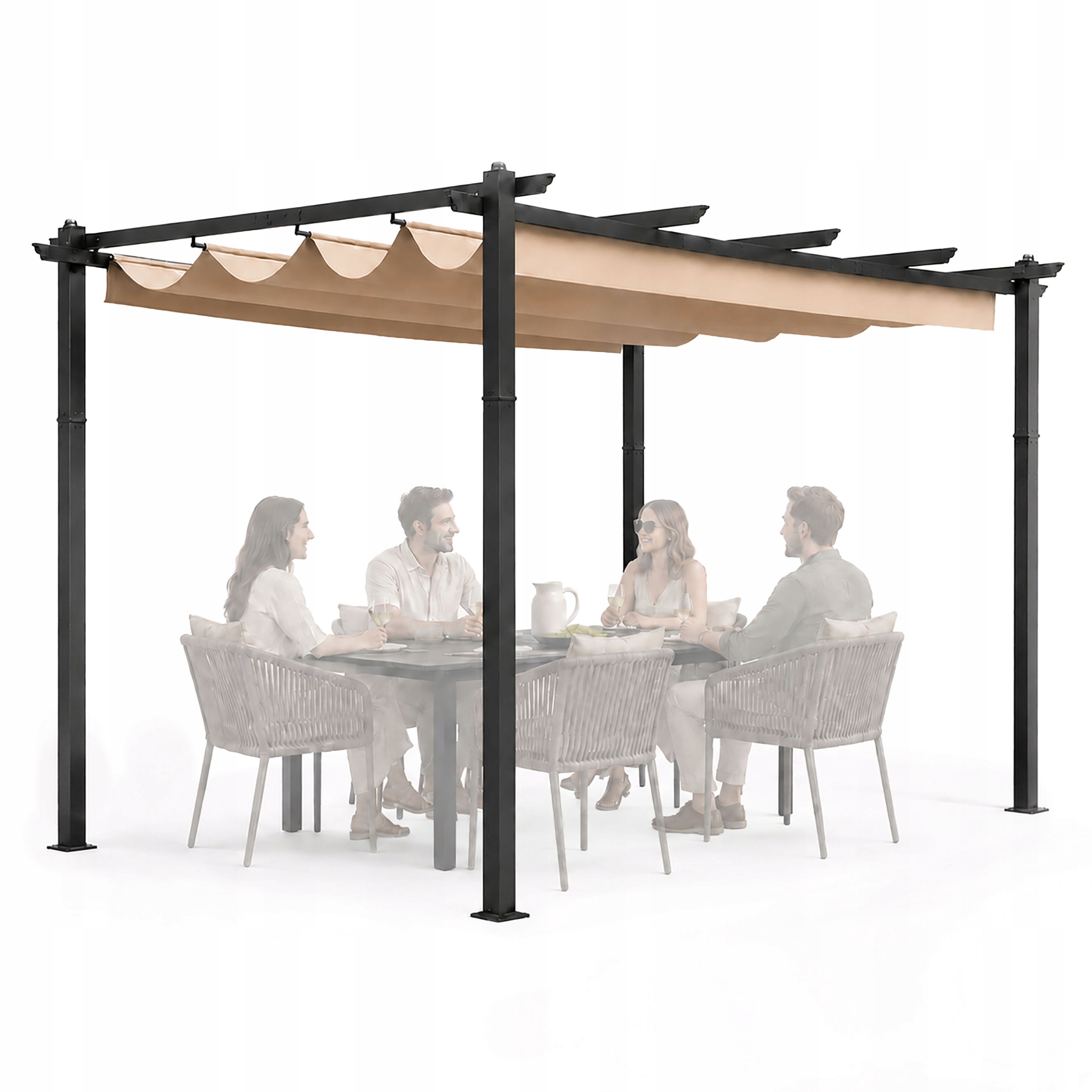 Pergola Ogrodowa Tarasowa 3X4M Stalowa Altana Zadaszenie Beżowa Multigarden