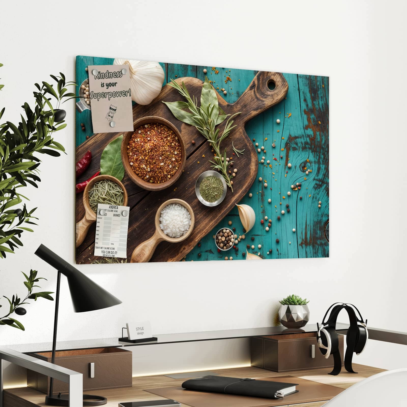 Magnetická tabule Ingredience kuchenne Dřevěný stůl 90 × 60 cm
