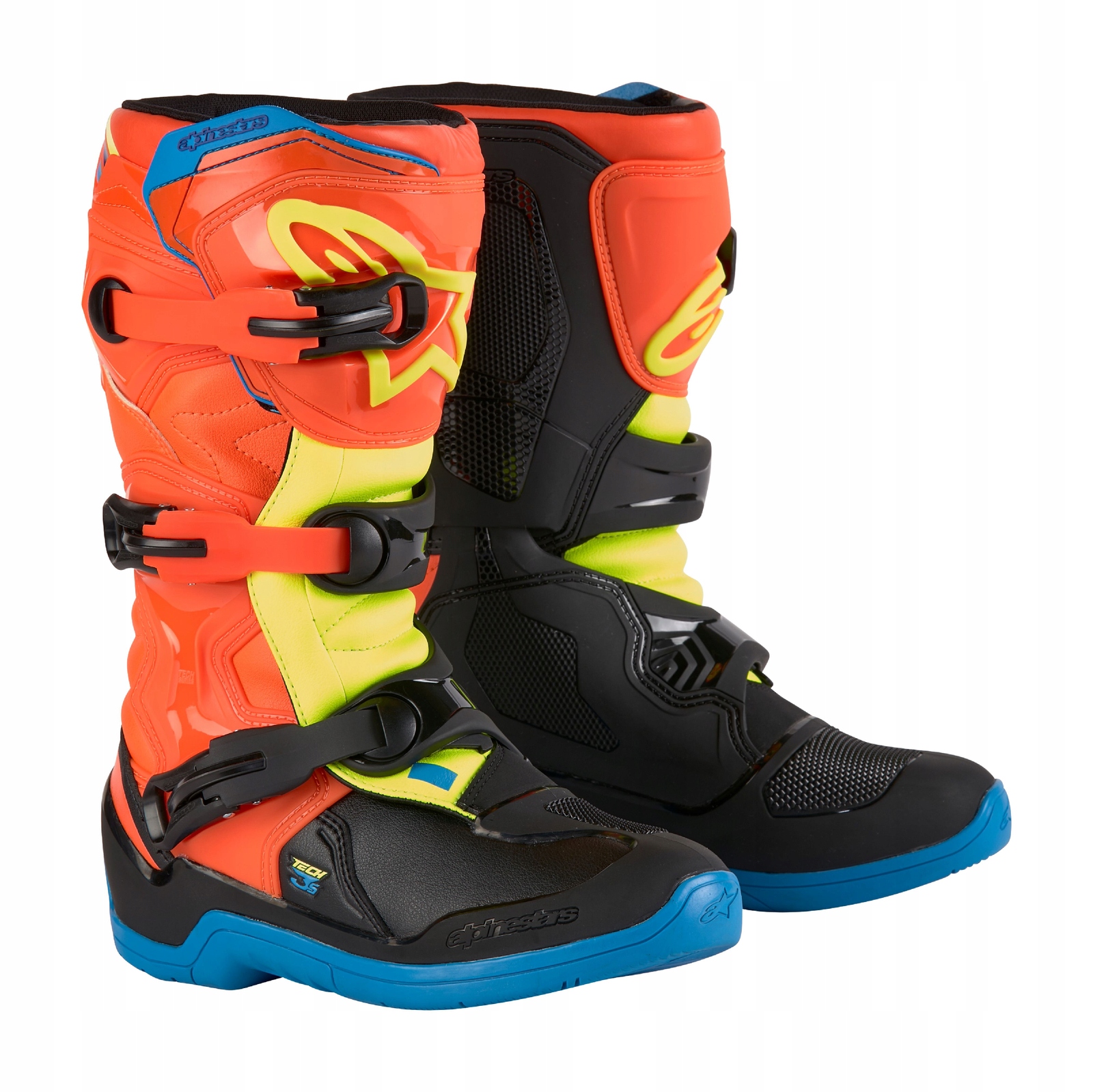 Juniorské topánky Alpinestars Tech 3s orange/blue/yellow 3 35,5