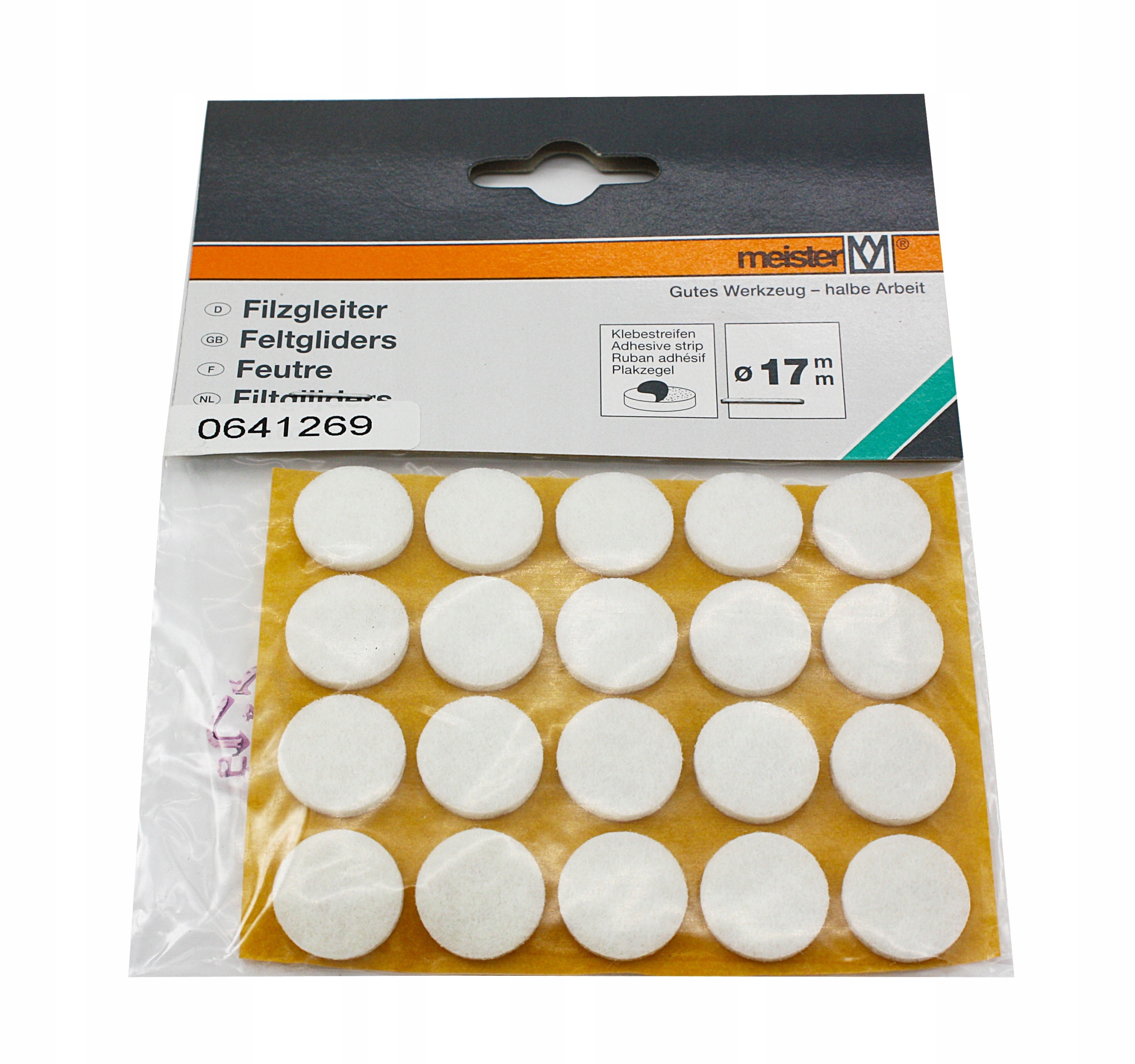 PODKŁADKI FILCOWE SAMOPRZYLEPNE BIAŁE 17 mm 20 SZT