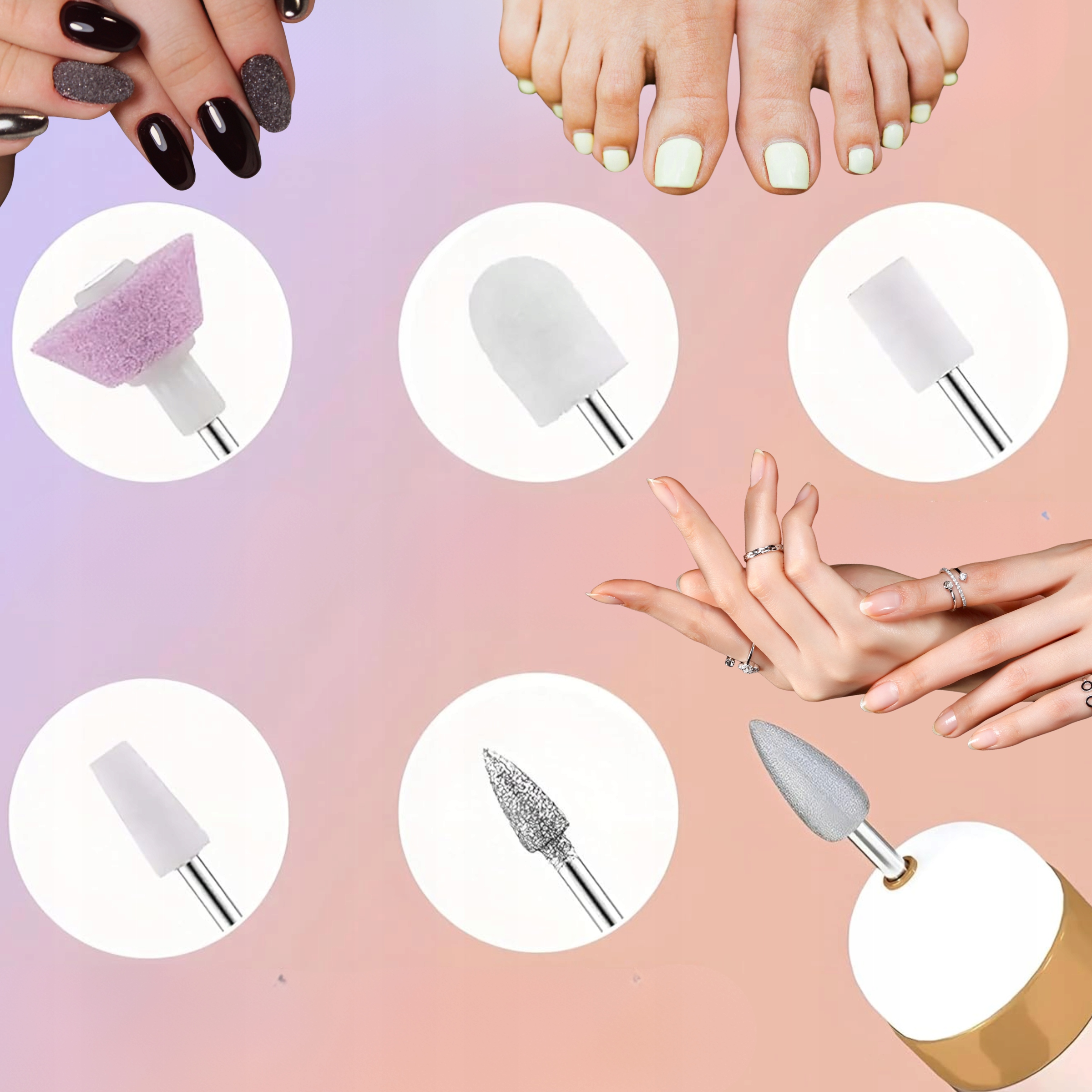 FREZARKA DO PAZNOKCI MANICURE PEDICURE BEZPRZEWODOWA ZESTAW AKUMULATOR PRO Marka bez marki