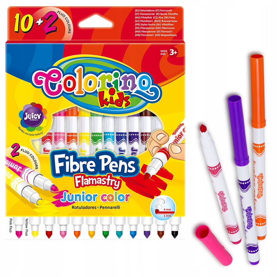 COLORINO JUNIOR FLAMASTRY 12 KOL 2 KOLORY FLUO