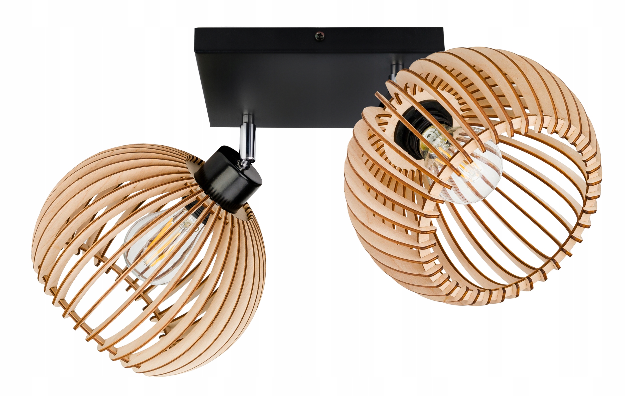 Lampa plafon żyrandol ruchomy sufitowa Loft klosz kula 36 Drewno na 2x e27