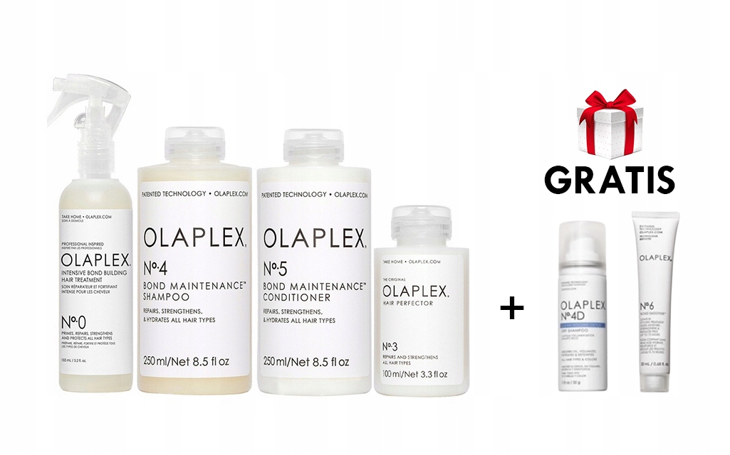 Zestaw odbudowujący Olaplex No.0 No.3 No.4 No.5 Kuracja 755ml