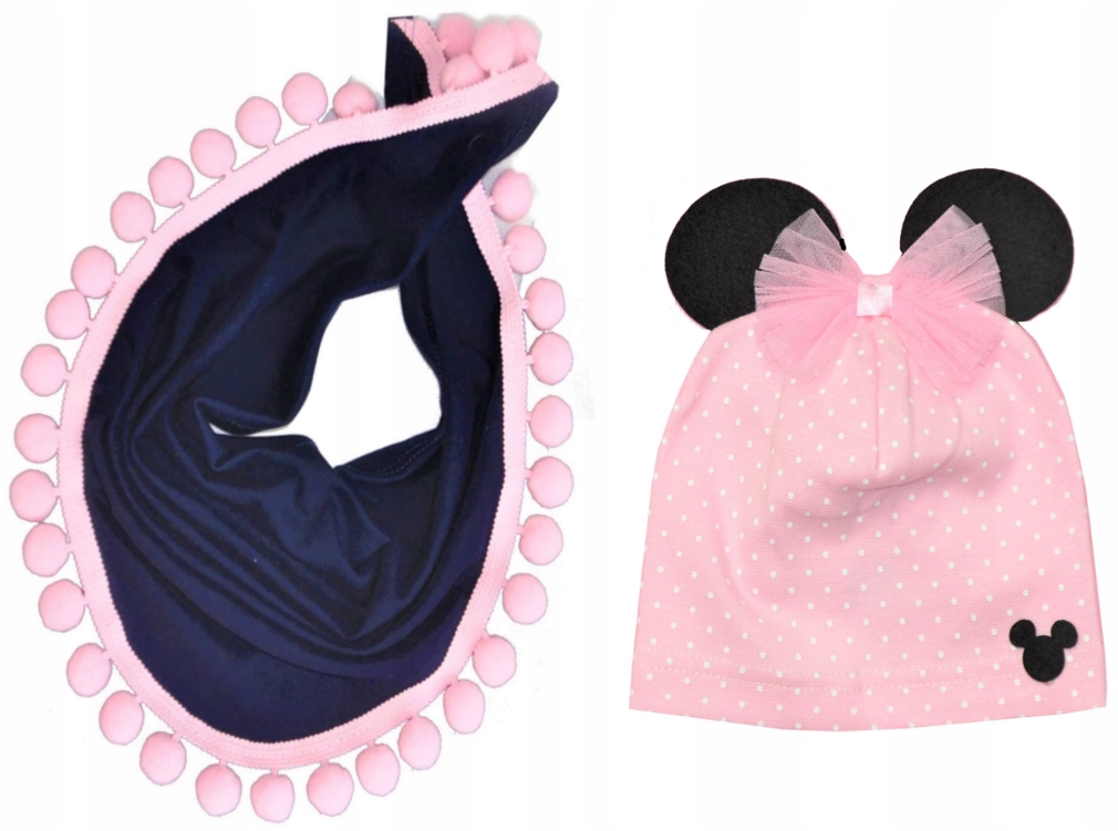 

Komplet Wiosenny Czapka+chusta -POMPONY--r.48-50