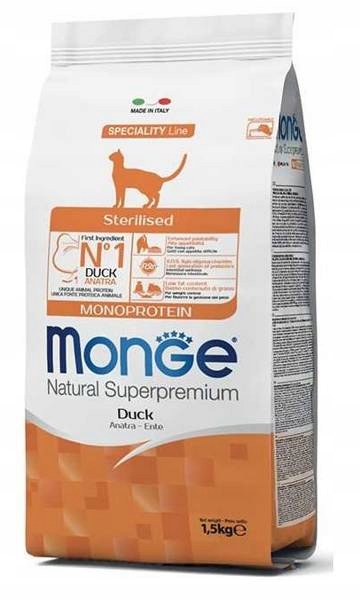 Monge Cat Sterilised Monoprotein karma sucha z kaczką 10kg