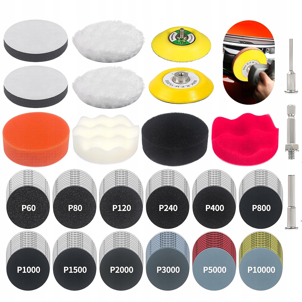 Zestaw Gąbka polerska One Step 75 mm pad polerski Komplet 133 szt
