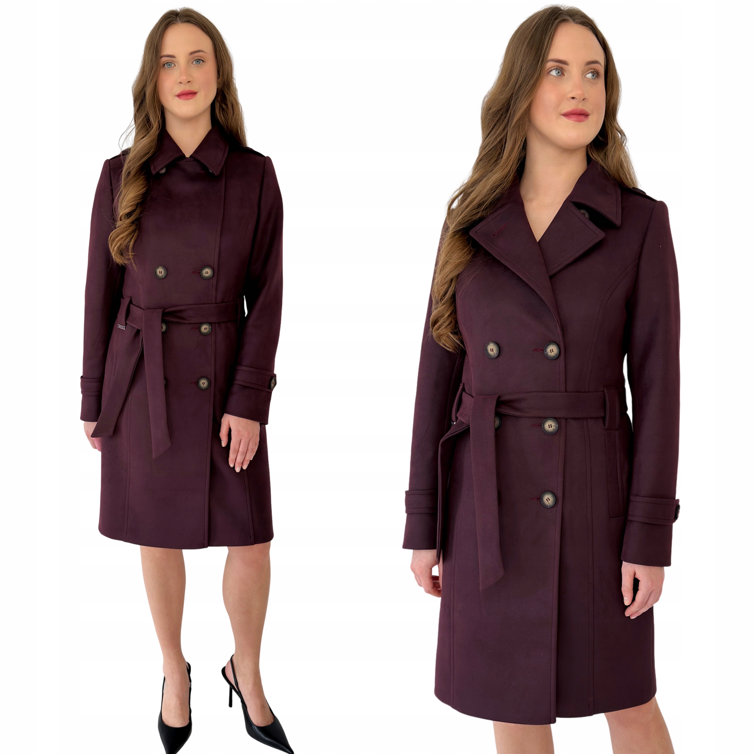 Elegantní dámský jarní dvouřadý trenčkot s páskem Laura Estodo