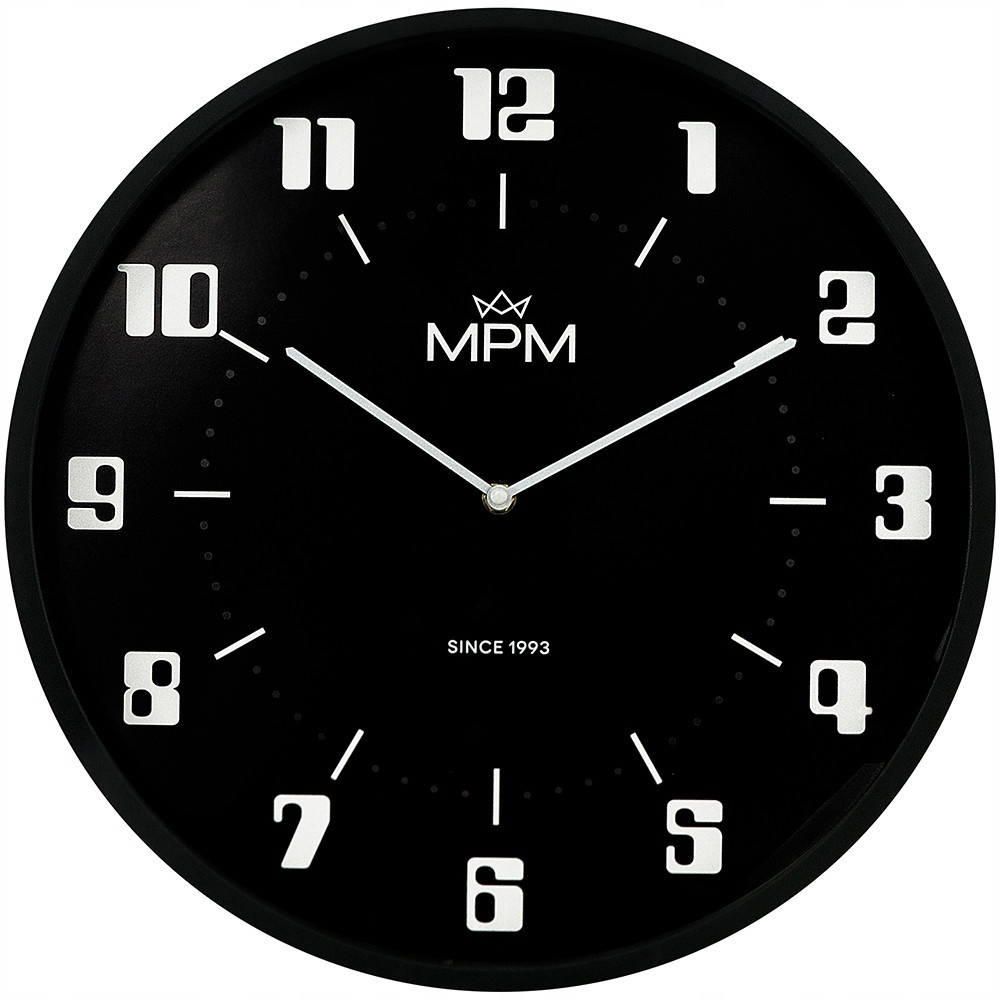 Velké Kulatý Černé Klasické Nástěnné Hodiny Mpm E01.4206.90 40 cm