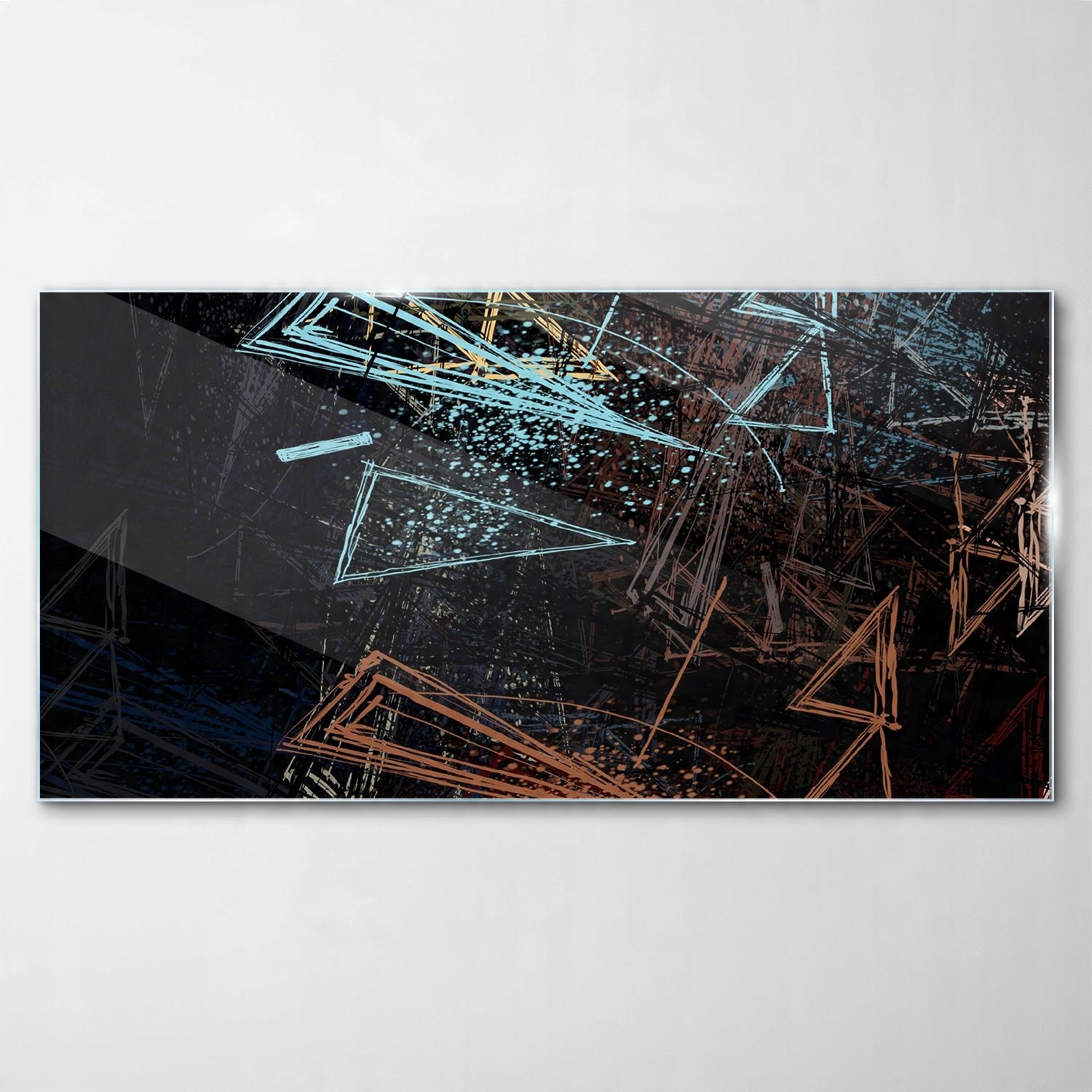 

Hartowany Obraz Szklany Abstrakcja Trójkąty 140x70