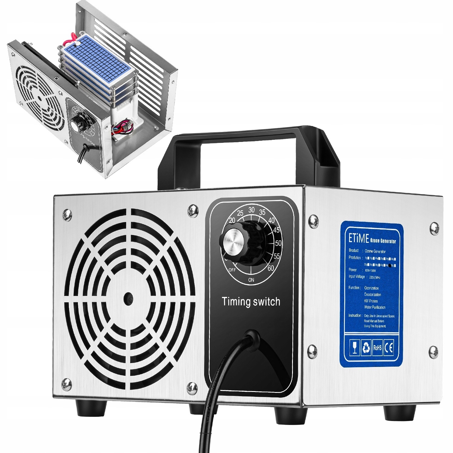 Generator Ozonu Ozonator 48 000 Mg/h Timer Mocny Do Domowego Powietrza