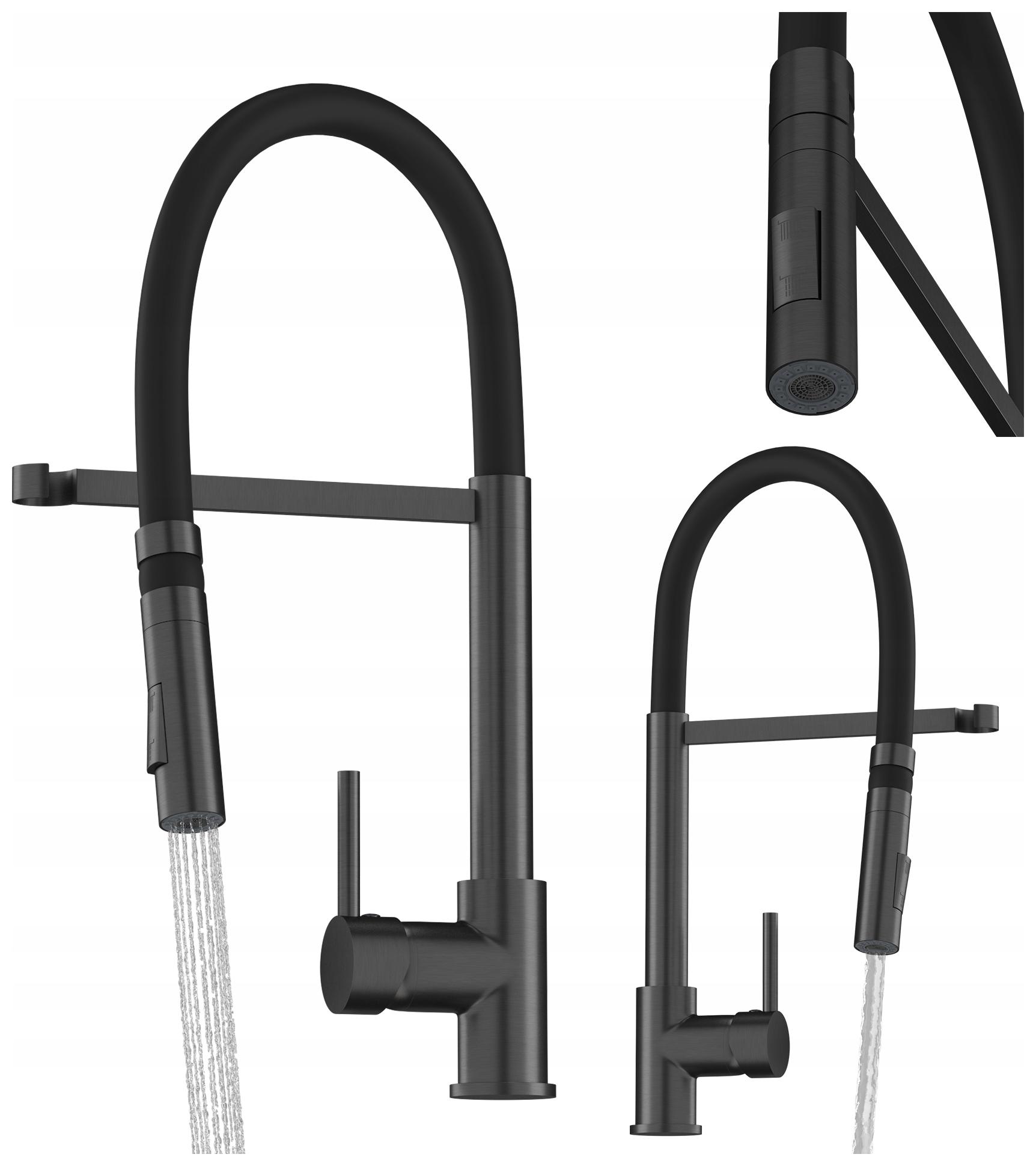 Kuchynská Batéria S Flexibilnou Výpustnou Hadicou Čierna Metalická Šedá Vento