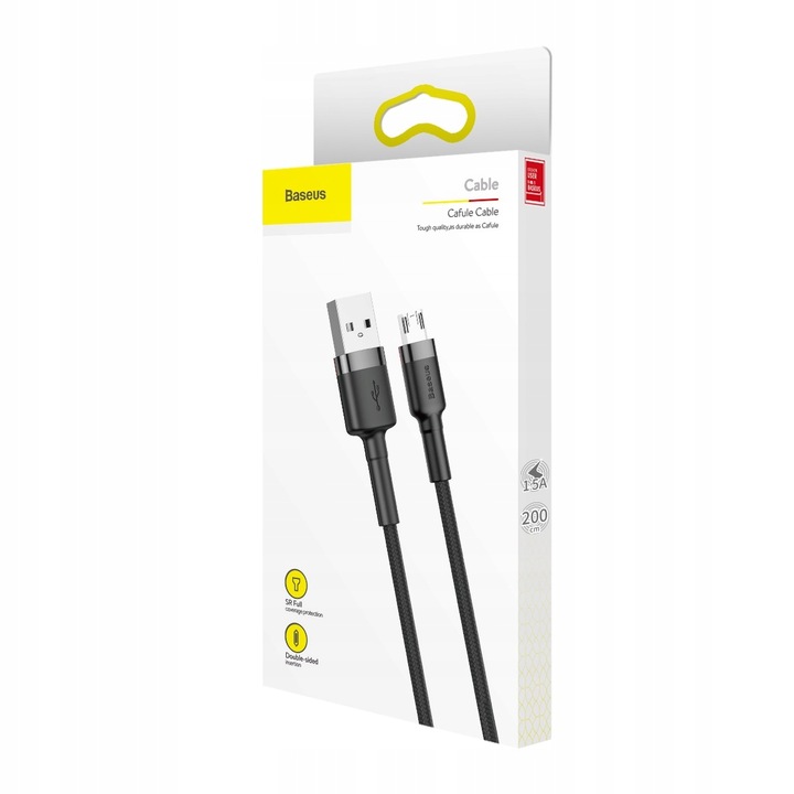BASEUS MOCNY SZYBKI KABEL USB - MICRO USB PRZEWÓD OPLOT DWUSTRONNY 1.5A 2M Długość przewodu 2 m