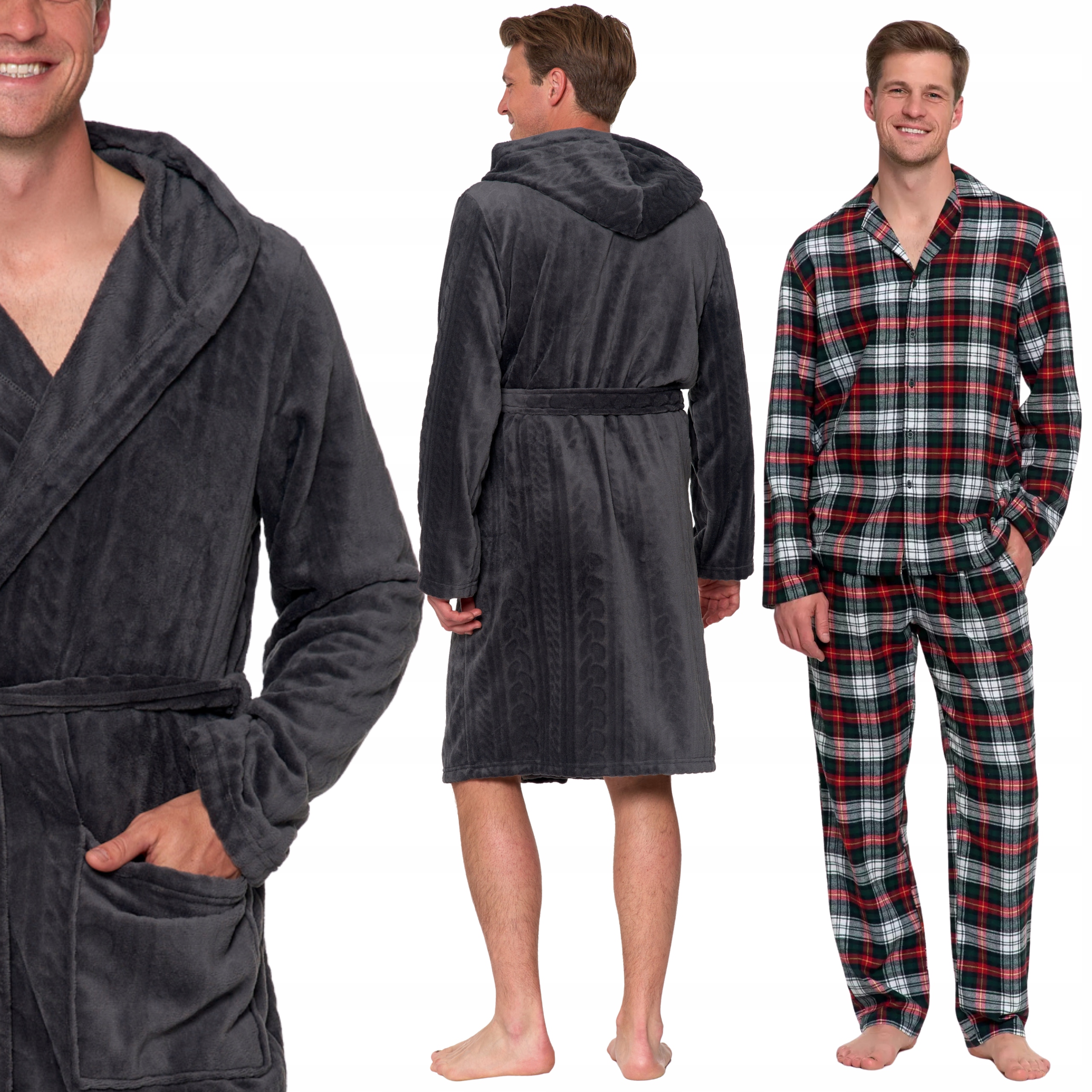 Sada rozepínacího dlouhého pánského pyžama a županu s kapucí Dárek Moraj XXL