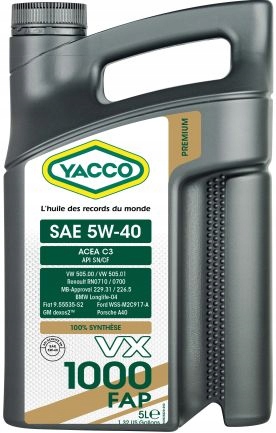 Yacco VX 1000 Fap 5W40 Olej silnikowy 5L