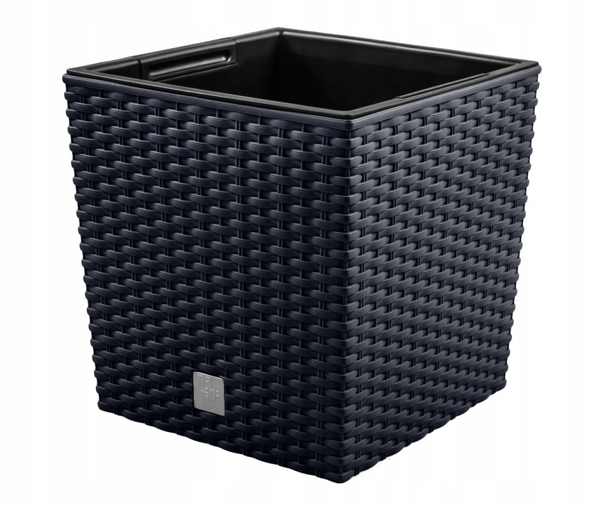 DUŻA DONICZKA DONICA OGRODOWA RATAN+WKŁAD ANTRACYT