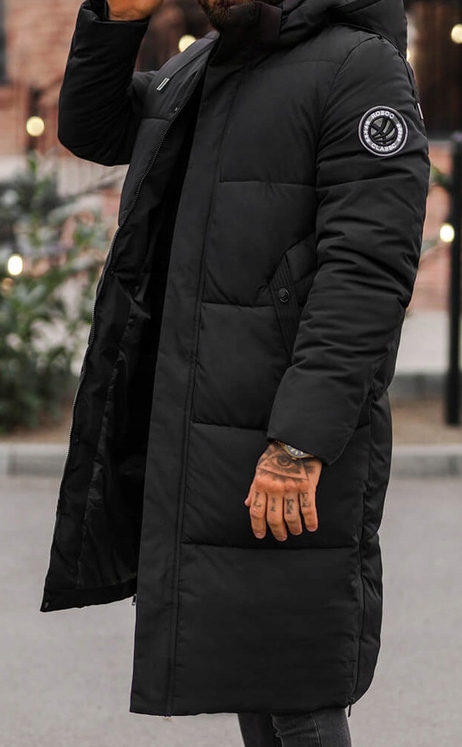 CIEPŁA KURTKA MĘSKA ZIMOWA PARKA OCIEPLANA PŁASZCZ PŁASZCZYK KAPTUR roz. L Marka J STYLE