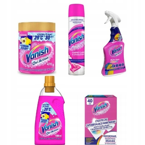 Levně Sada Vanish Oxi Action Prášek, Pěna, Odstraňovač skvrn, Ubrousky