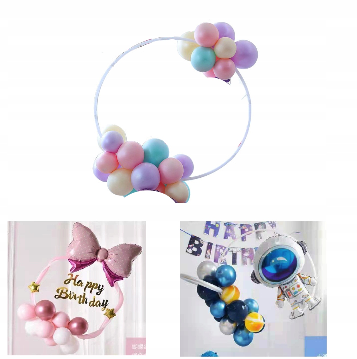 KOŁO DO DEKORACJI BALONÓW STELAŻ OKRĄGŁY WISZĄCY 60cm balony 100