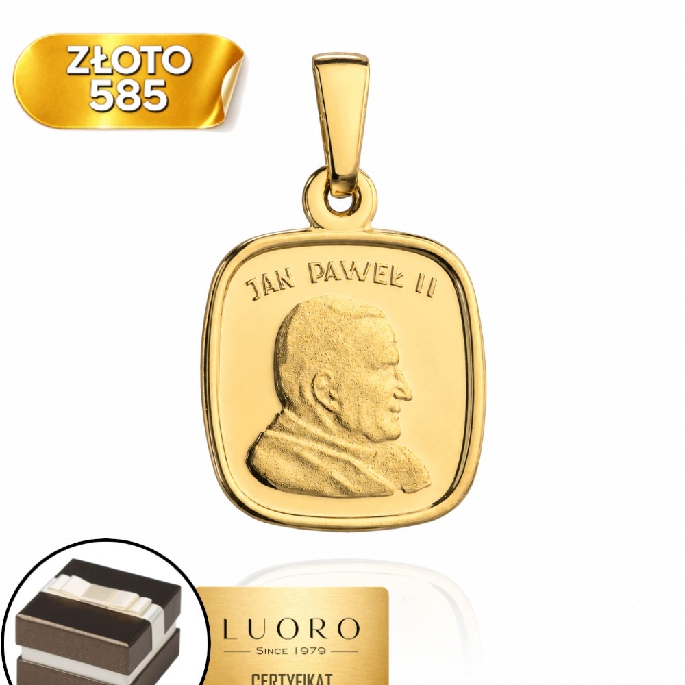 Zlatá Medaile 585 14K Jan Pavel II Přívěsek 2,2 CM Klasický Elegantní