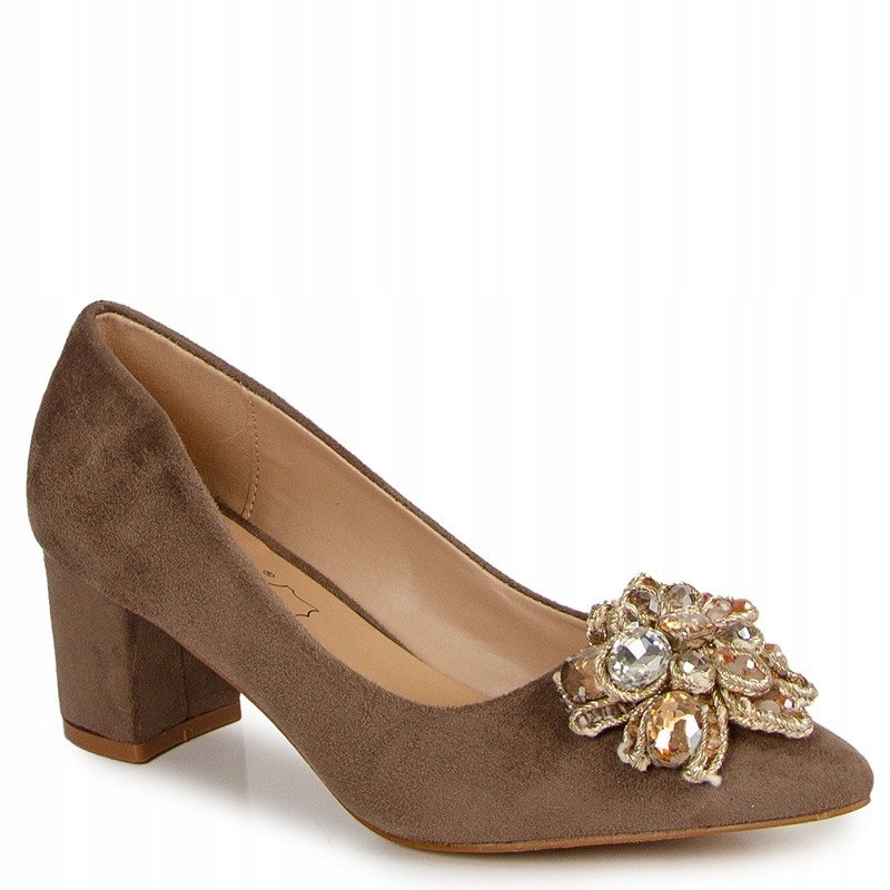 Sabatina 6178-2W Lodičky Sloupek Kůže Semiš Béžová 36