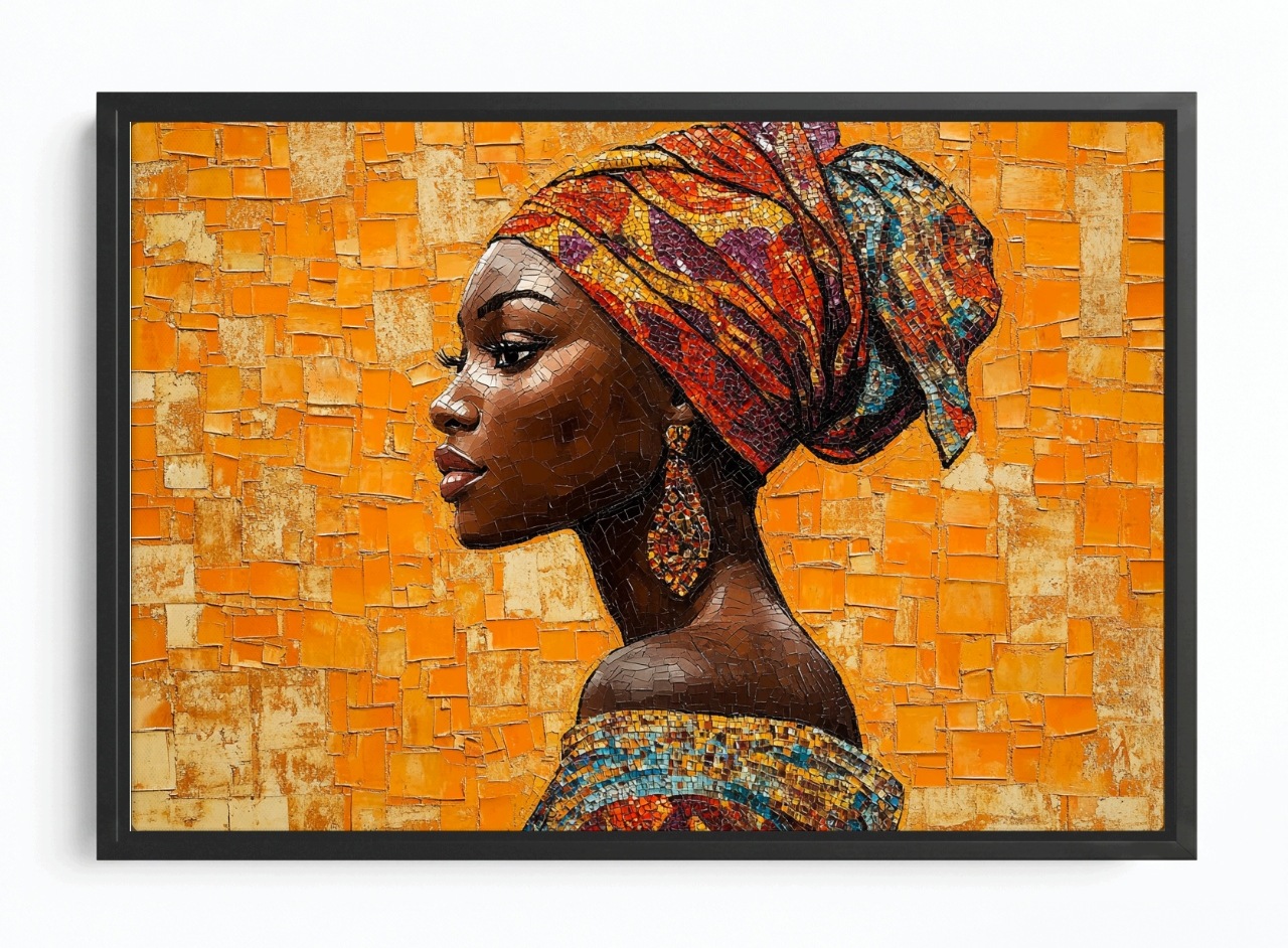 Obraz Rám American Box Portrét Profil Žena Afričanka Mozaika 60x40