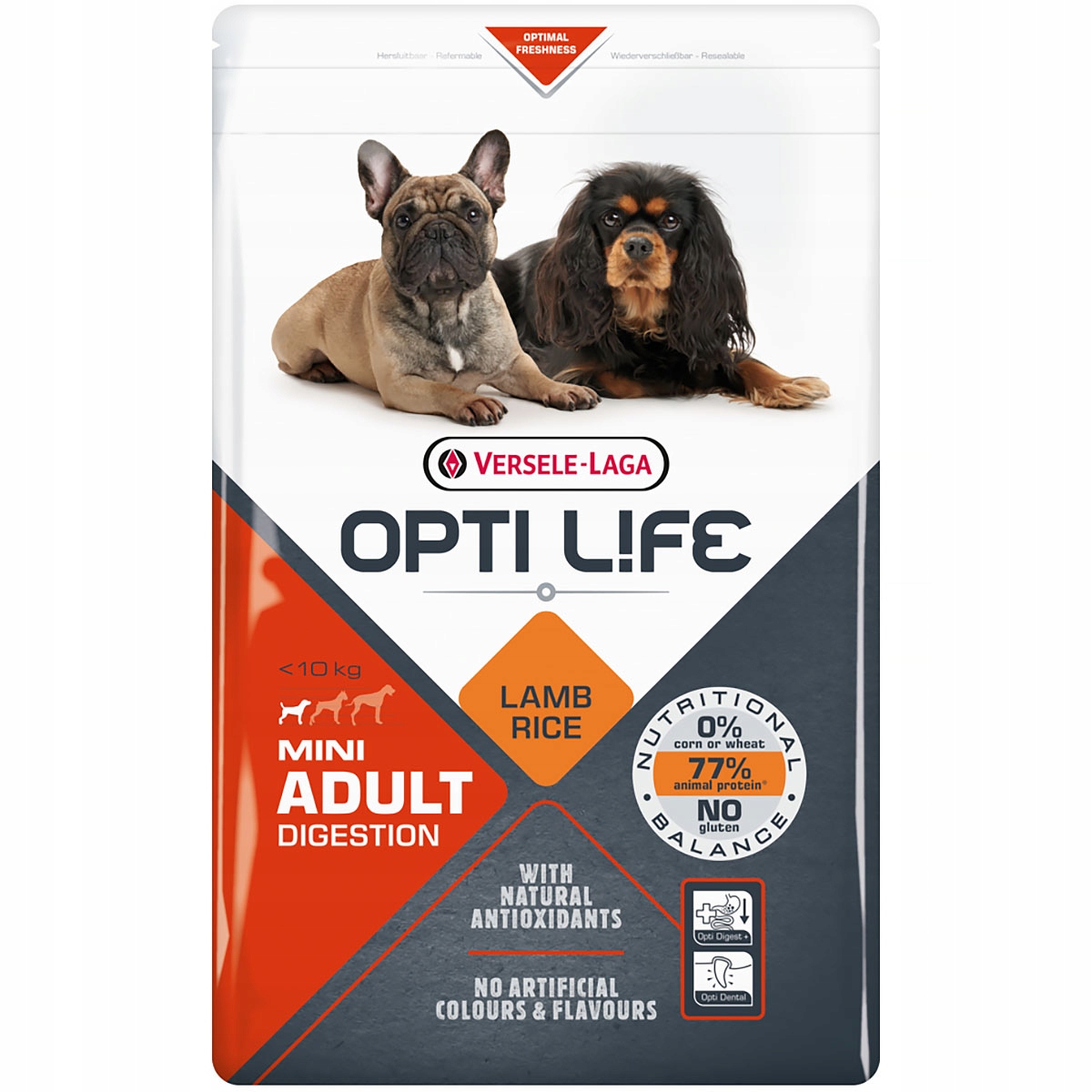 Levně Versele-Laga Opti Life Adult Digestion Mini s jehněčím masem a rýží 2,5 kg