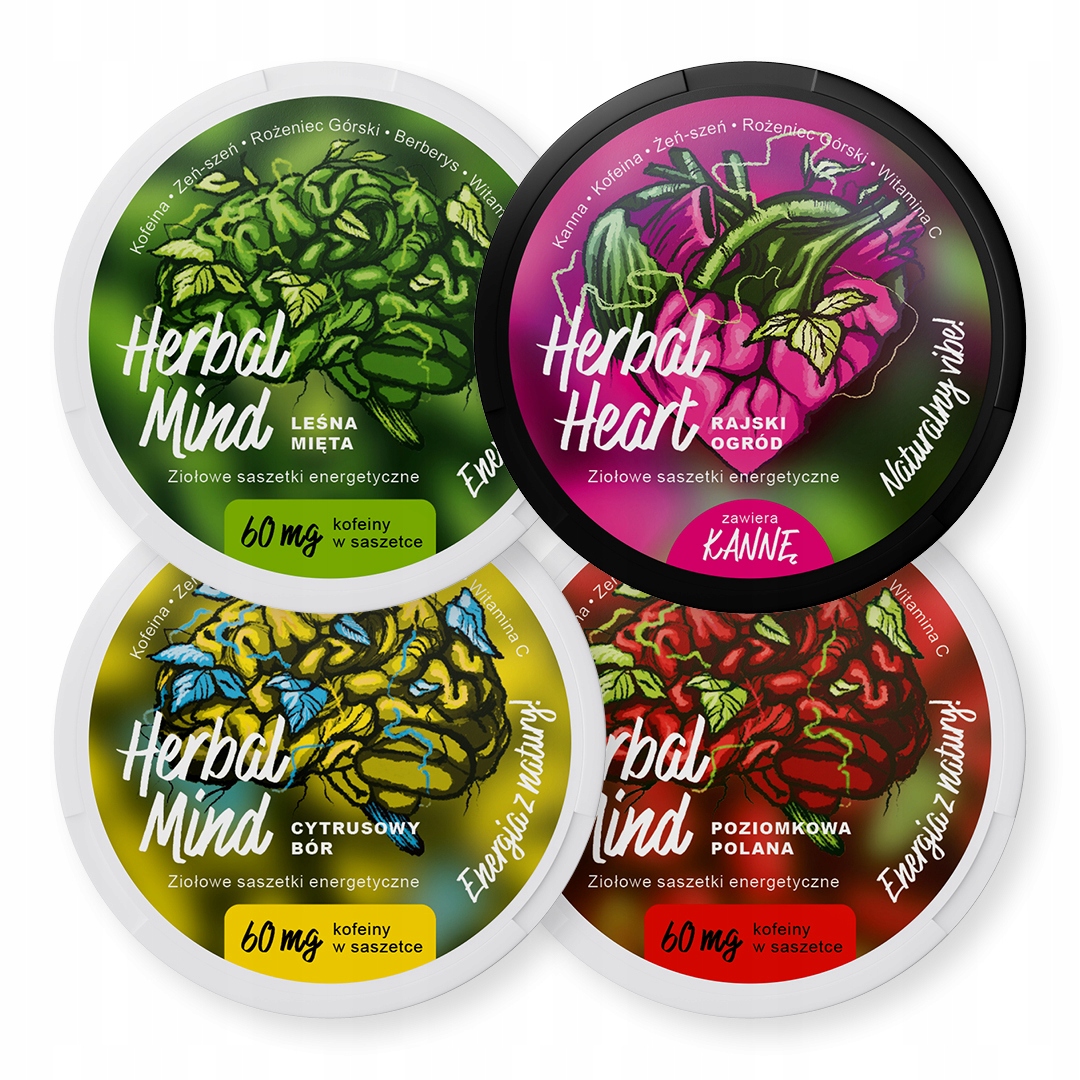 Levně Energetické sáčky HerbalMind a HerbalHeart – Starter – 4 příchutě snusy