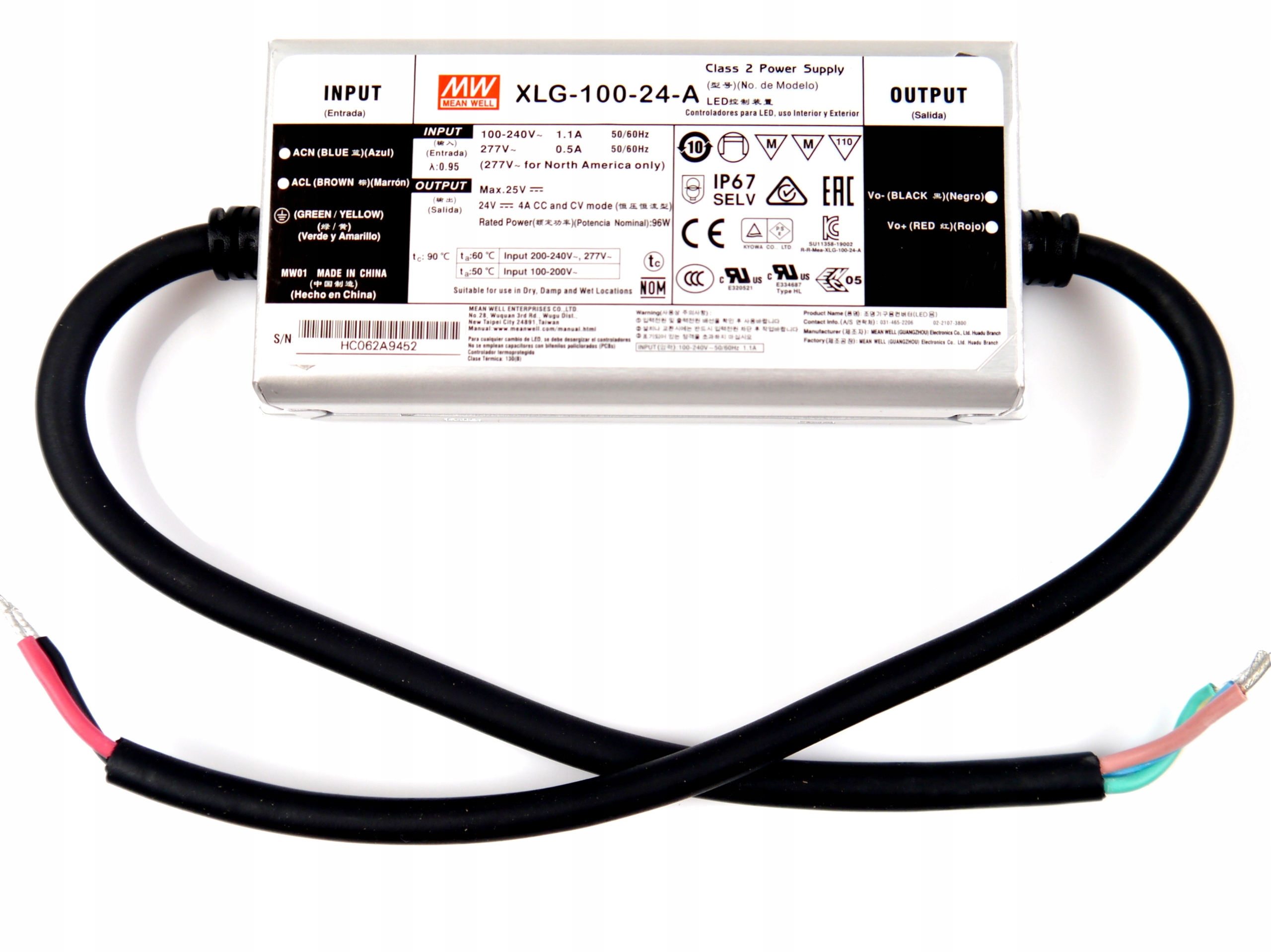 Zasilacz impulsowy XLG-100-24-A hermetyczny 96W 24V 4A IP67 do led