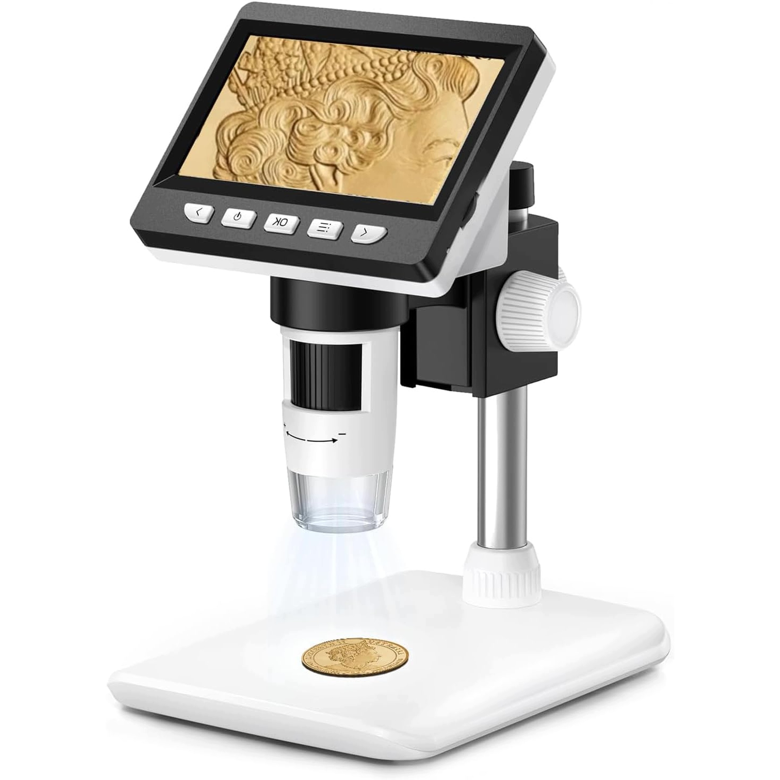 Digitální mikroskop Usb přenosný 1000x LCD displej 4.3 palce 1080p 8 Led Pc Mac