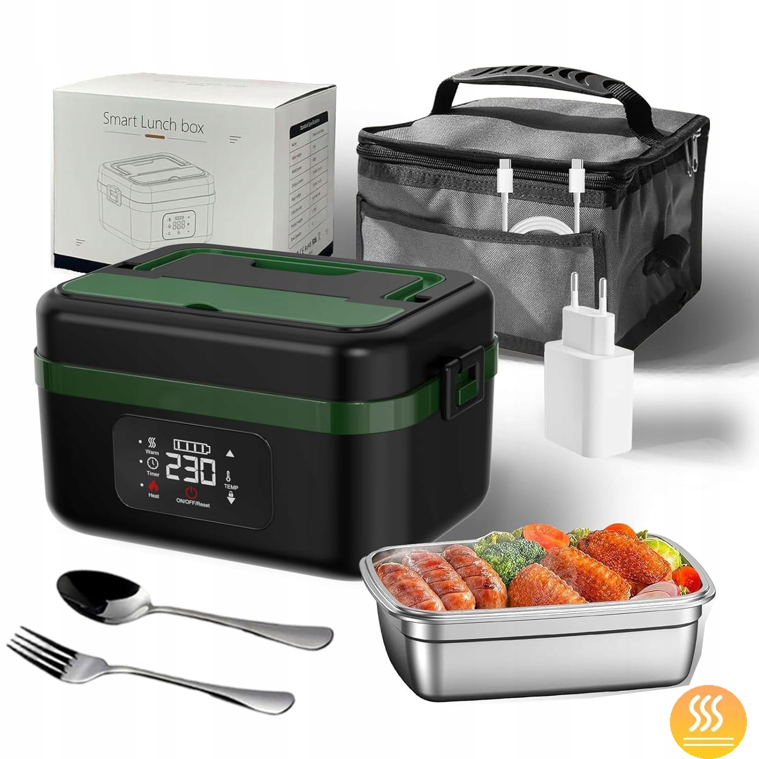 Elektrický Obědový Box 1L Usb-c Ohřívač Jídel Termo Taška Nabíjecí