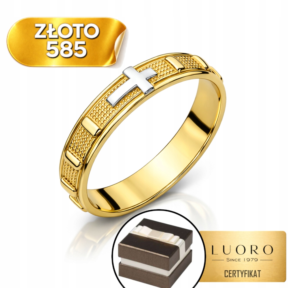 Prstýnek 585 14K Růženec Dvoubarevný Šířka 3,6 MM R28