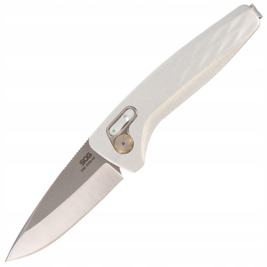 Nóż sprężynowy składany z klipsem Edc Sog One-Zero Au Silver/Chrome