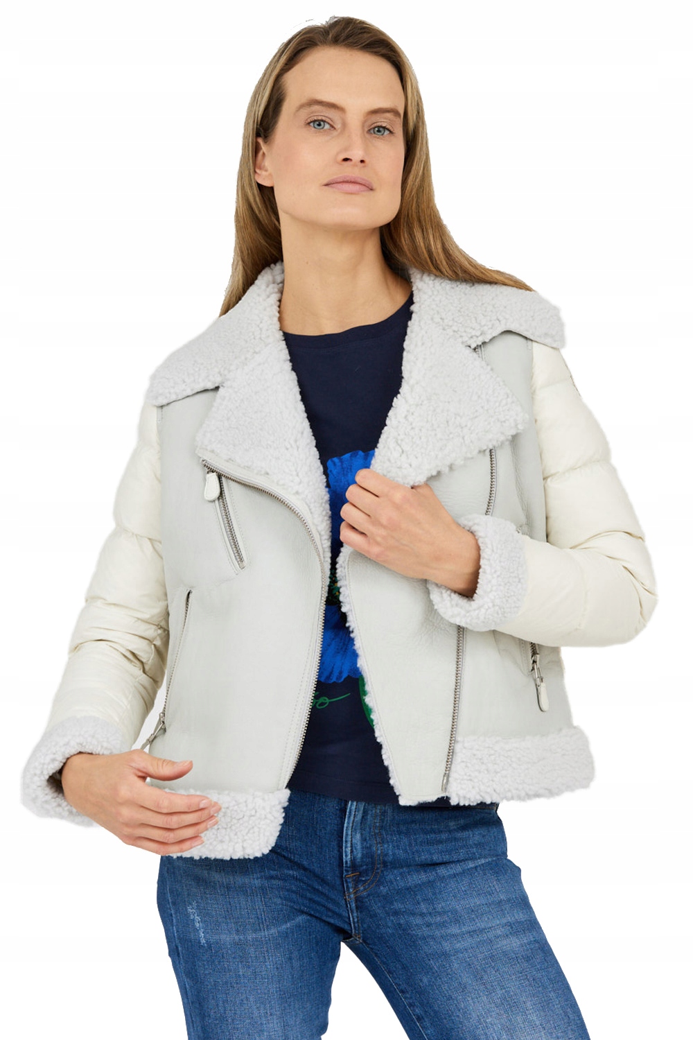 Blauer Dámský kožíšek s prošívanými rukávy L