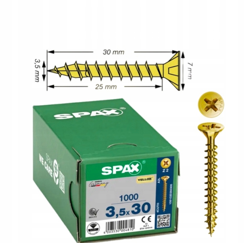 Univerzální šroub na dřevo yello-x (zlatý) spax 3.5 x 30 mm 1000 ks