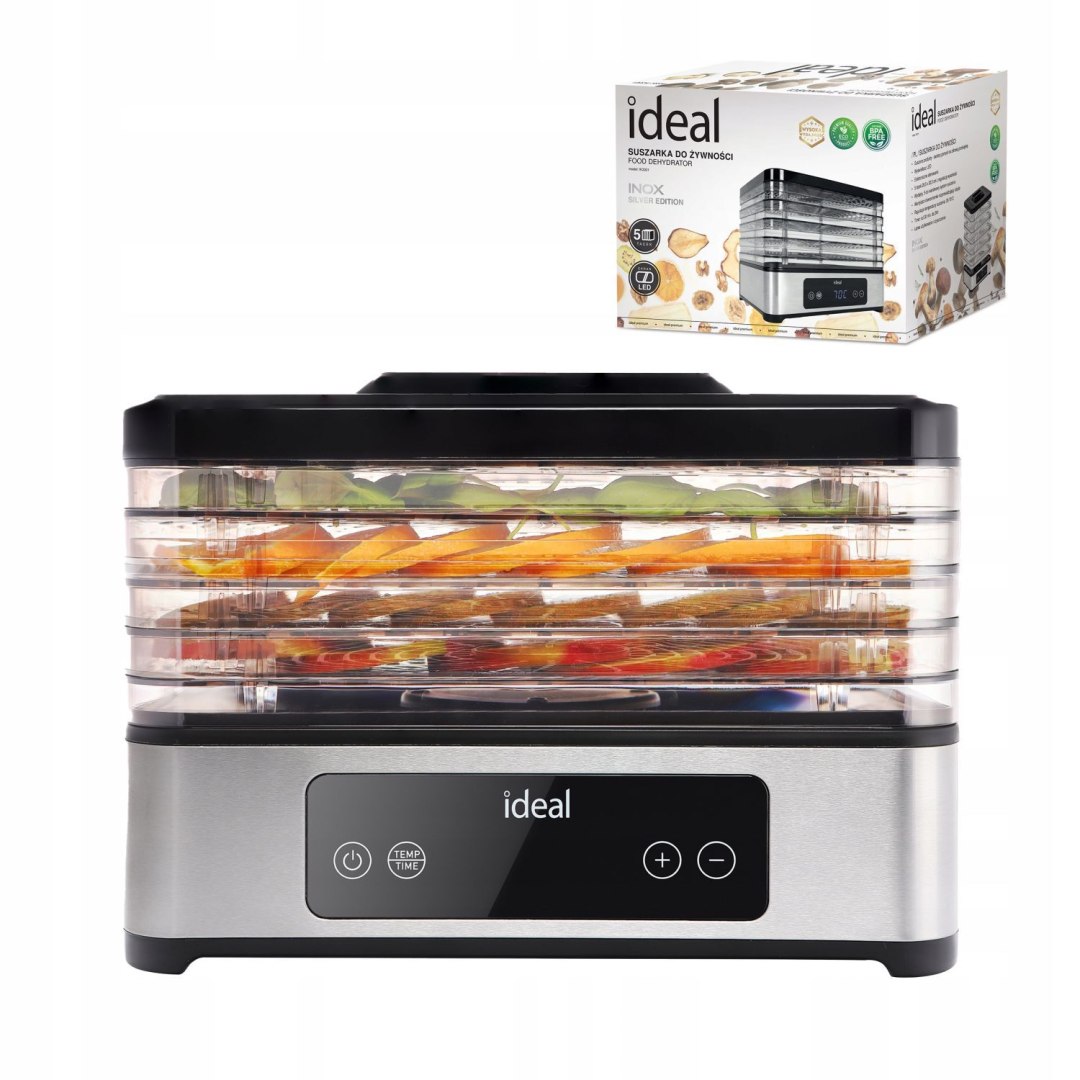 Duża Suszarka do grzybów owoców warzyw Ideal Inox termoobieg 400W timer