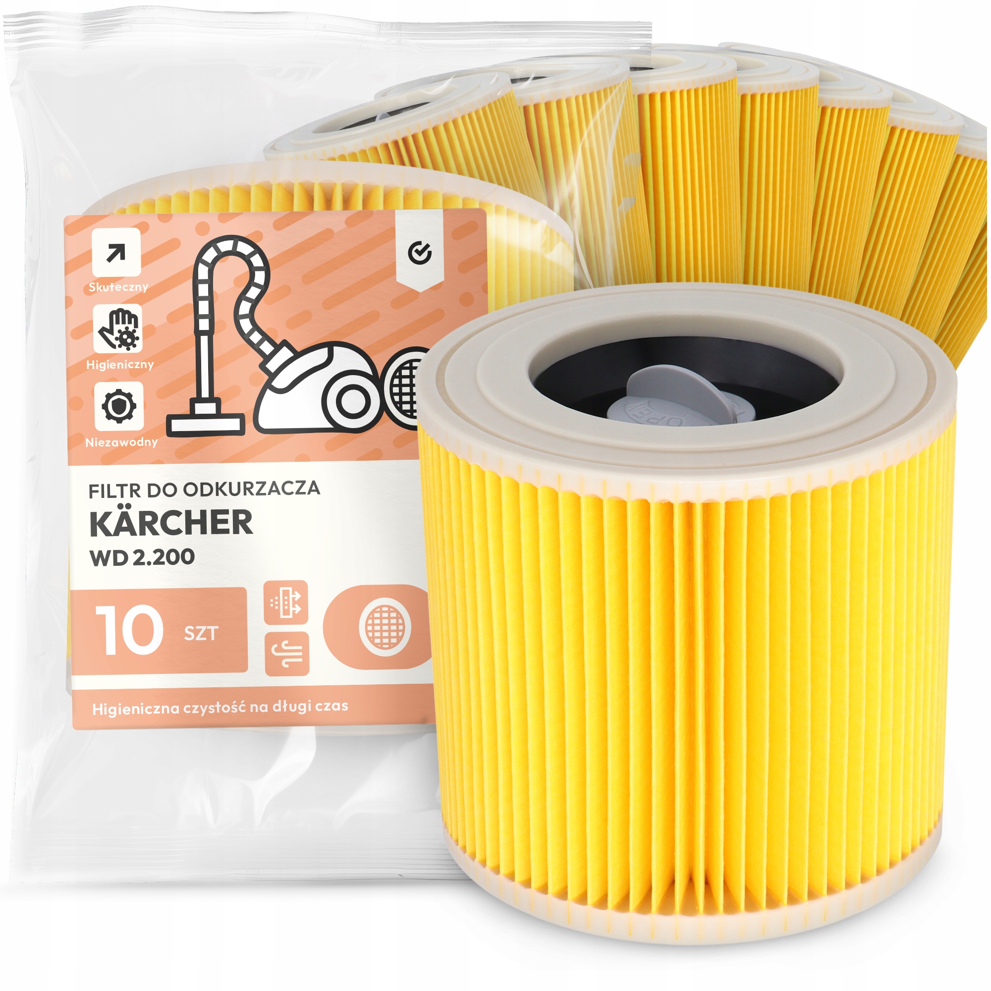 10 x Filtr Pro Vysavač Kärcher Wd 2.200 Výkonný Náhradní Filtr Em-w