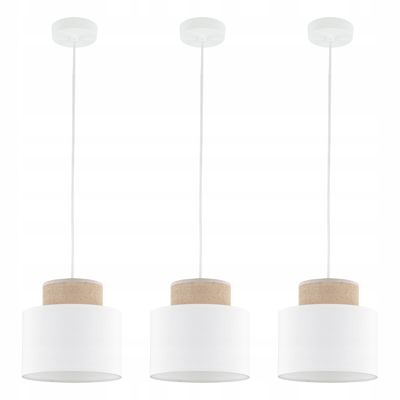 Tk Lighting Sada 3x Závěsná lampa E27 15W Bílá Moderní Nastavitelná
