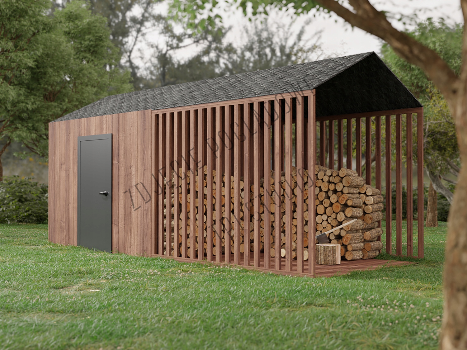 Drewutnia z domkiem narzędziowym,nowoczesna