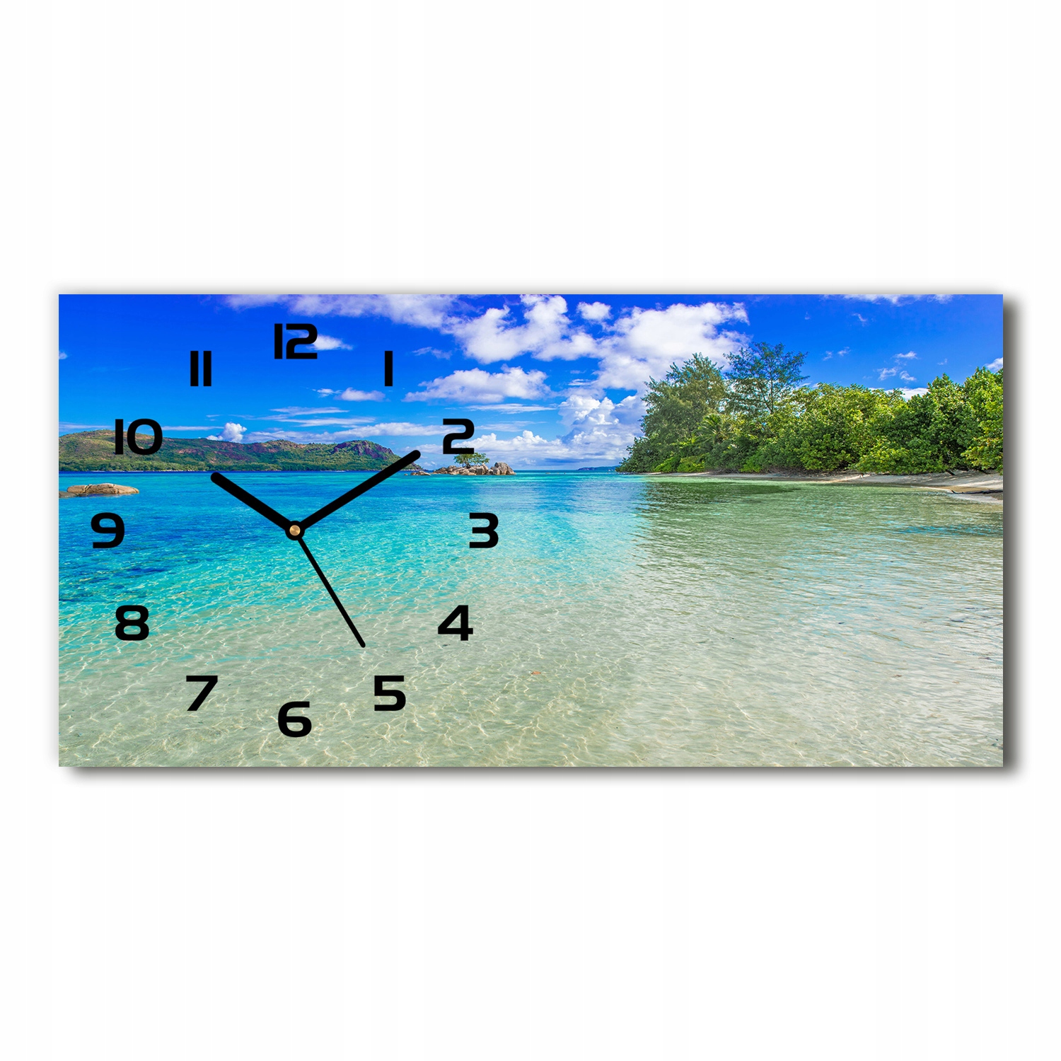 

Zegar szklany, cichy mechanizm Plaża Seszele 60x30
