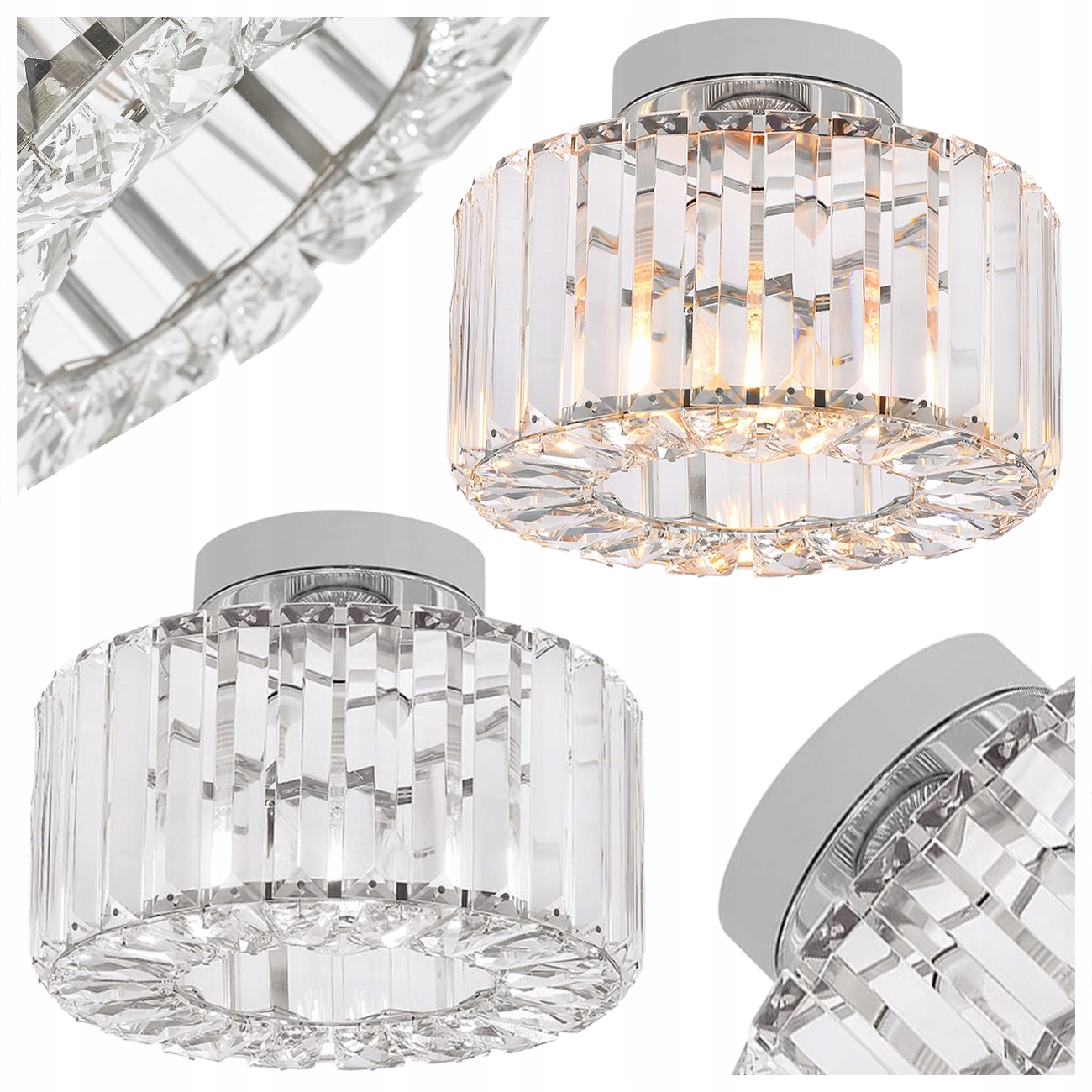 Stropné Svietidlo Strieborná Sklenená Stropná Lampa Okrúhla Vetro Chrom Glamour 1XE27