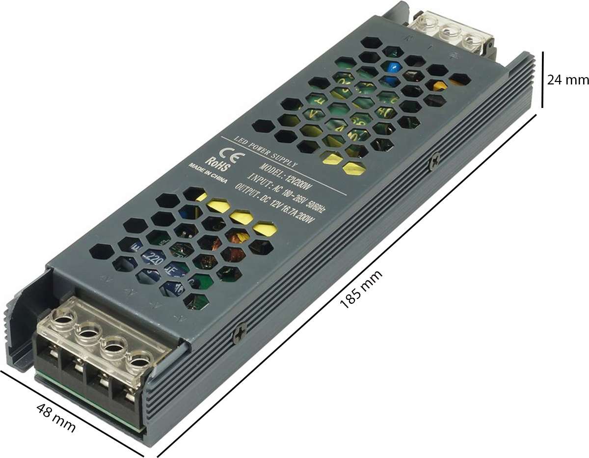 Zasilacz Modułowy LED SLIM 12V DC 16,67A 200W IP20 Marka NNLED
