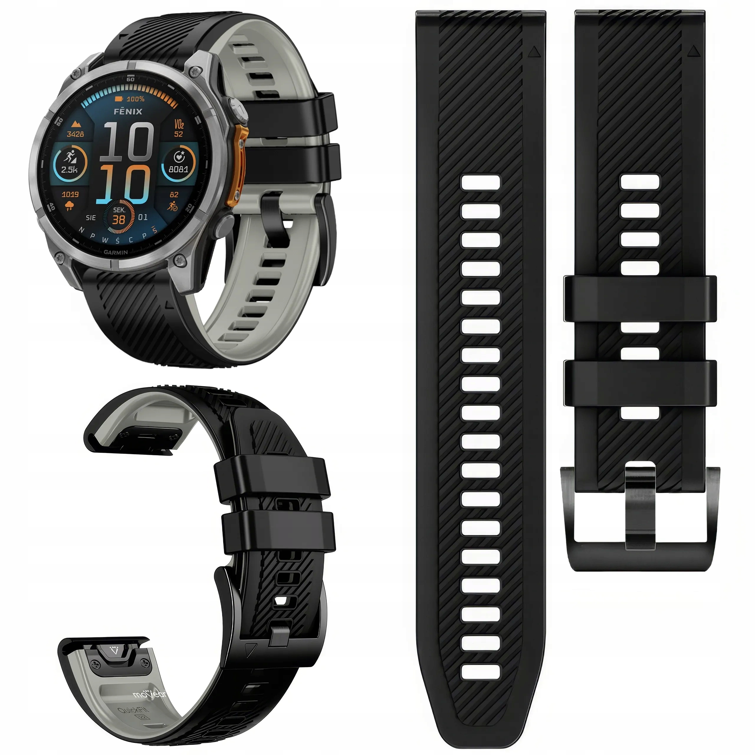 Pasek silikonowy do Garmin QuickFit 22mm Fenix Epix Quatix Sportowy Movear