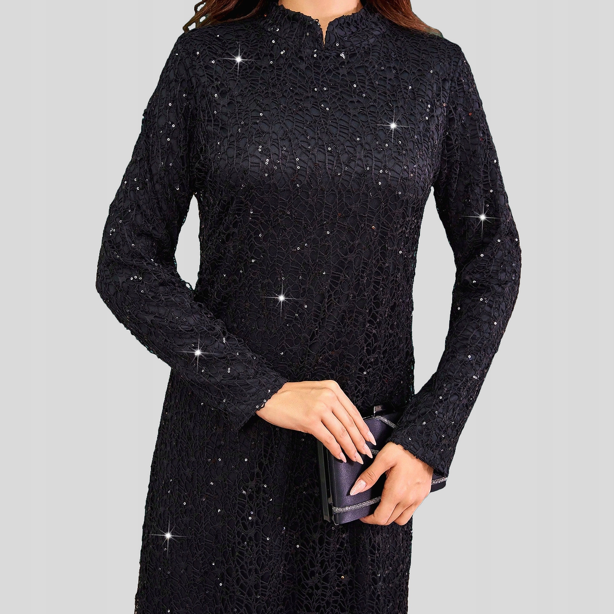 Elegantní Shein krajkové večerní Šaty Shein s flitrovaným výstřihem, velikost M 38