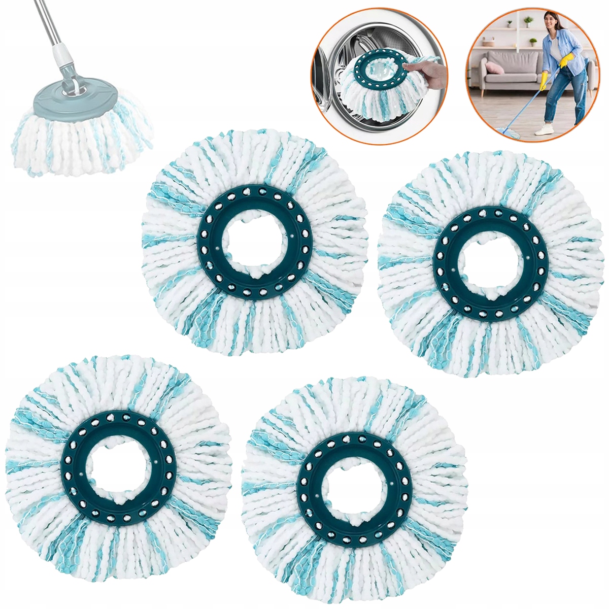 4 x Vložka Do Mopu Vložky Do Mopů Leifheit Clean Twist Absorpční
