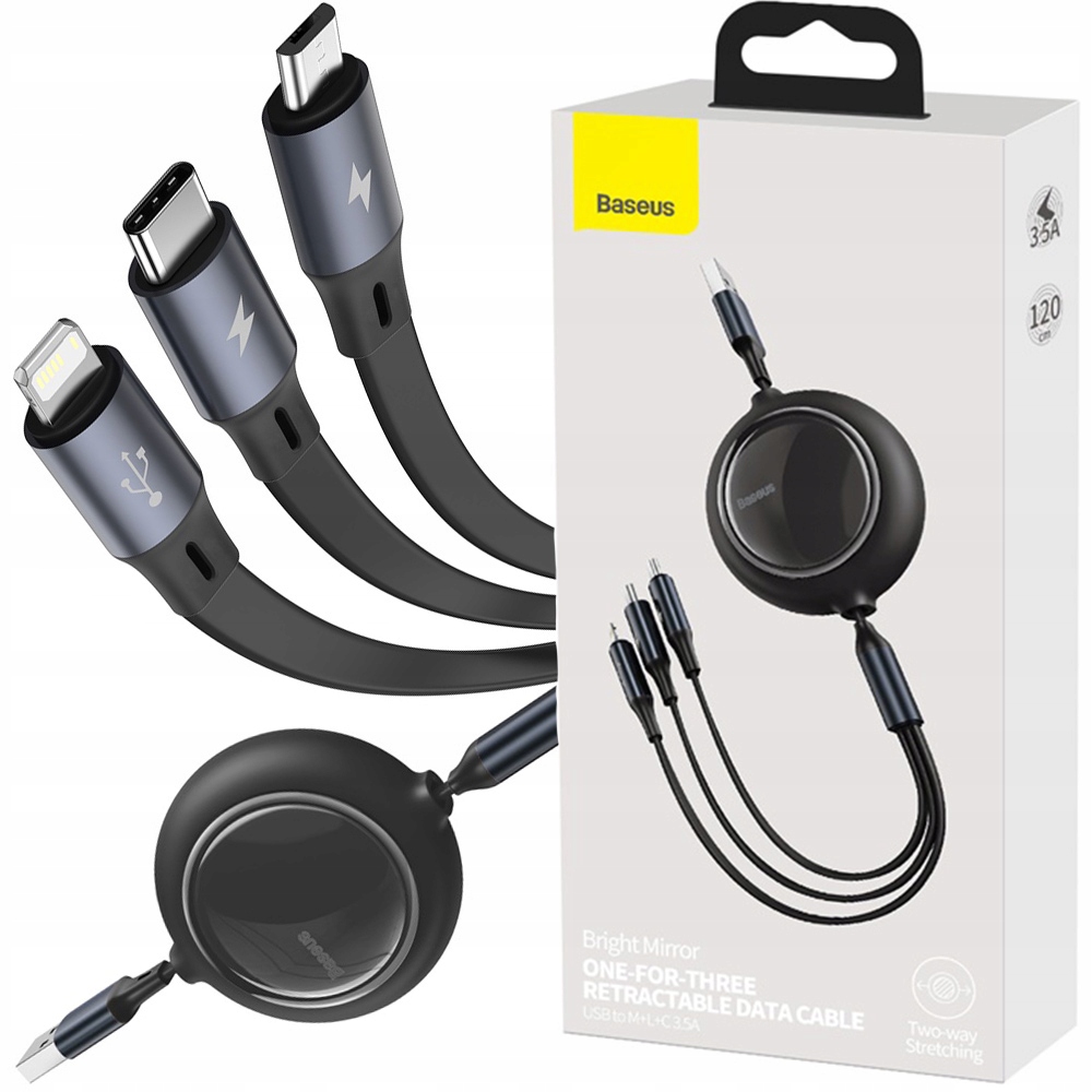 

Baseus Kabel 3w1 Do Iphone Usb-c Micro Usb 3.5A