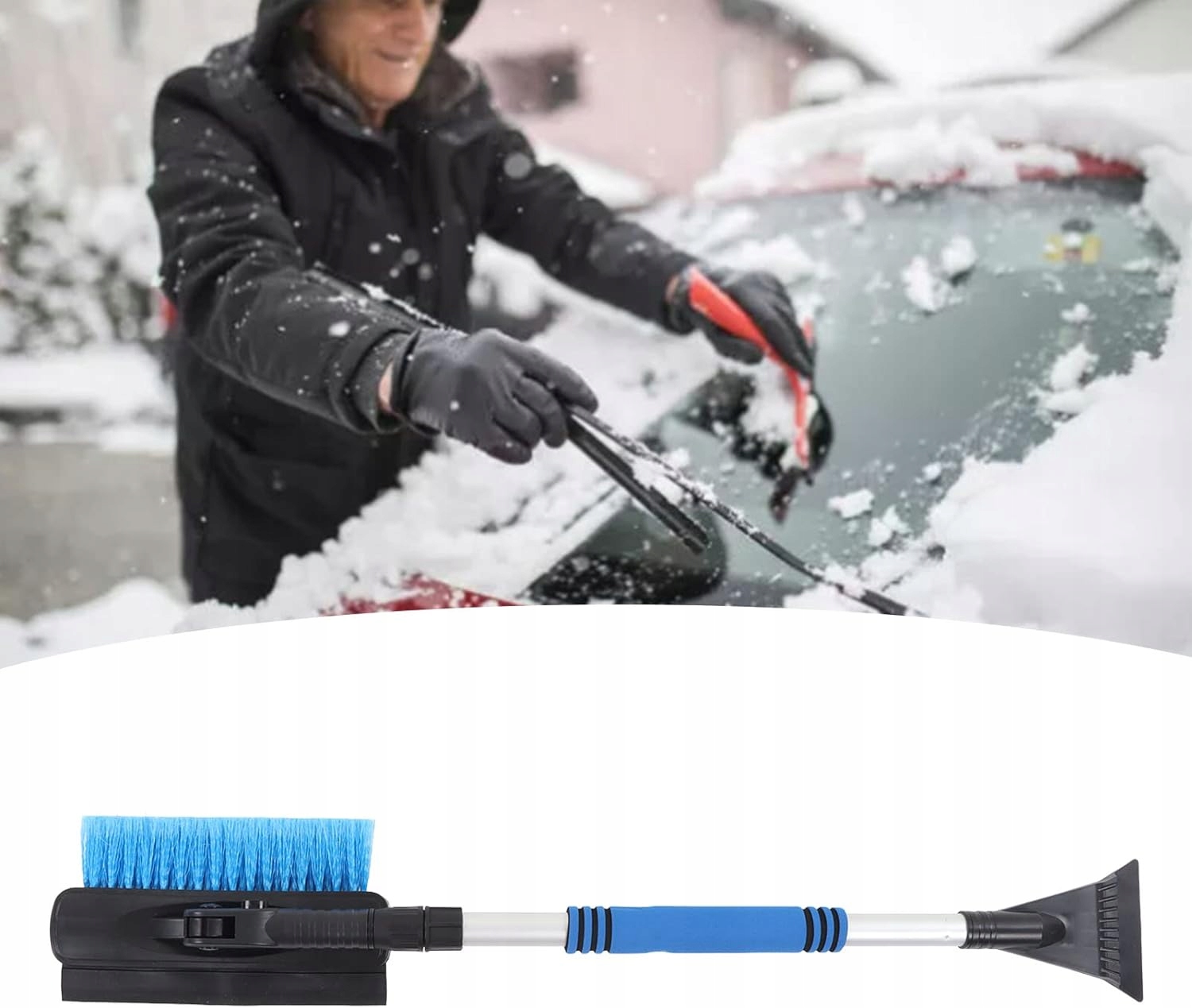 Pług do śniegu Samochodowego, Teleskopowy Uchwyt Skrobaczka do śniegu Waga produktu z opakowaniem jednostkowym 0.12 kg