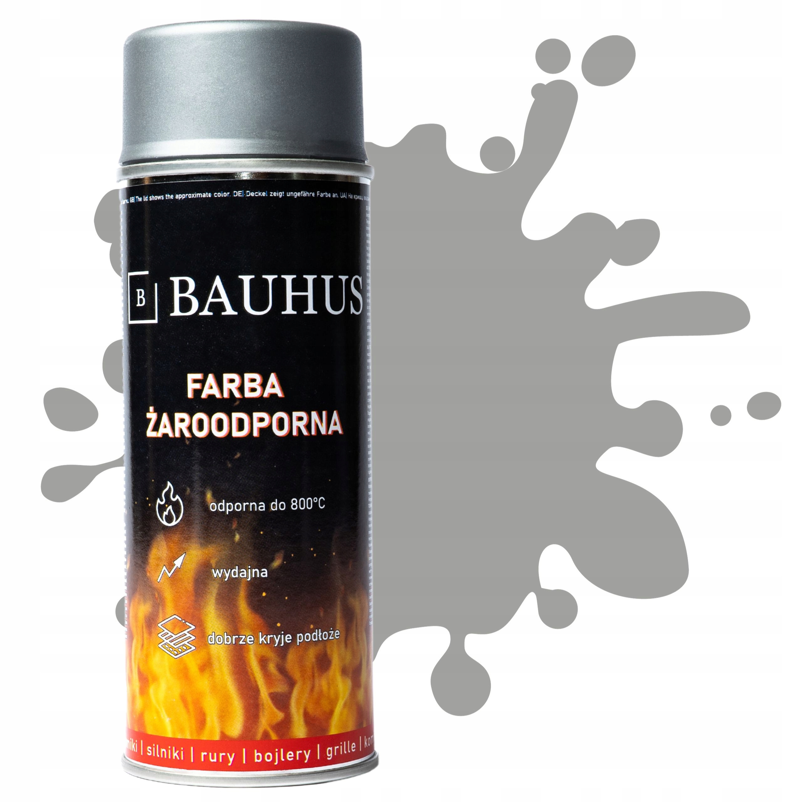 Farba Żaroodporna spray do pieca kominków 800C Ral 9006 Aluminium 400ml